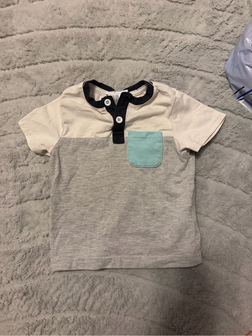 12 Month Tommy Bahama Toddler Colorblock Henley Shirt with Mint Pocket